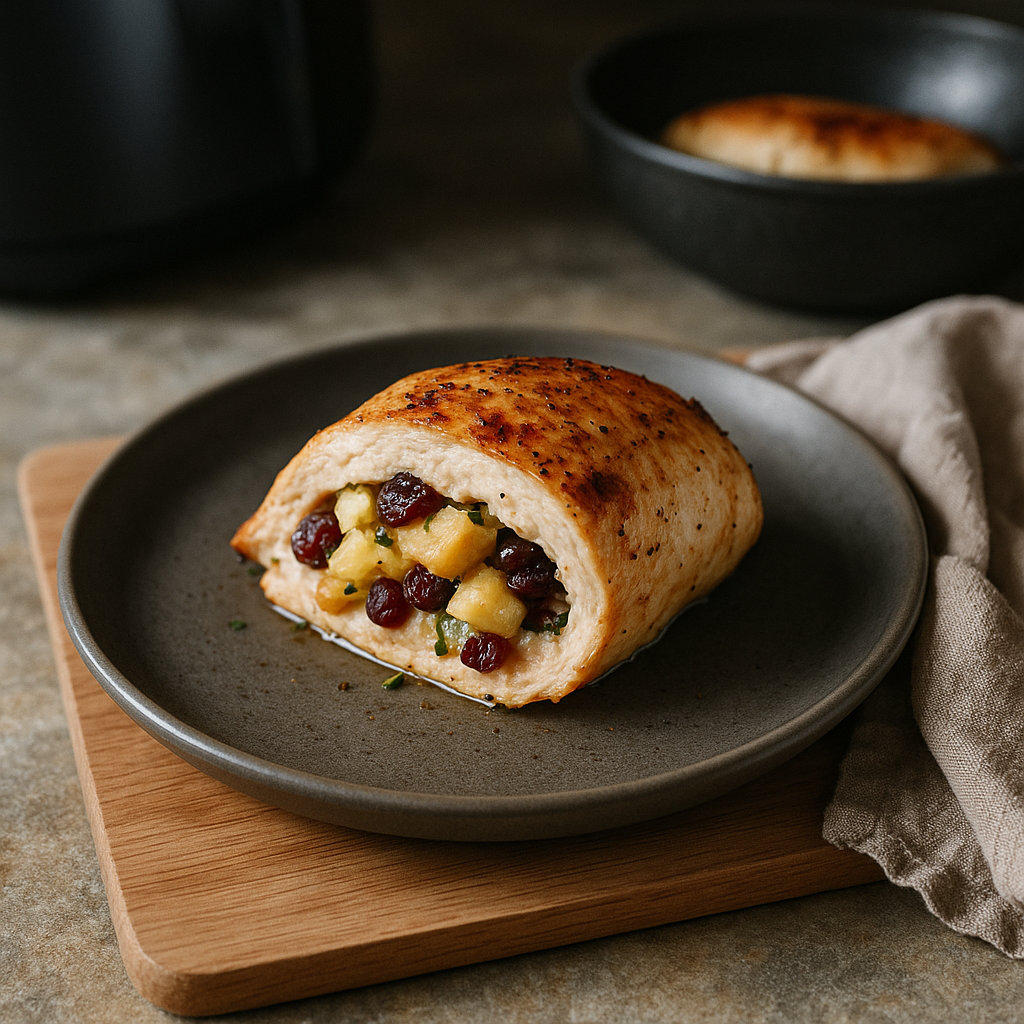 Airfryer Gefüllte Hähnchenbrust mit Apfel und Cranberries