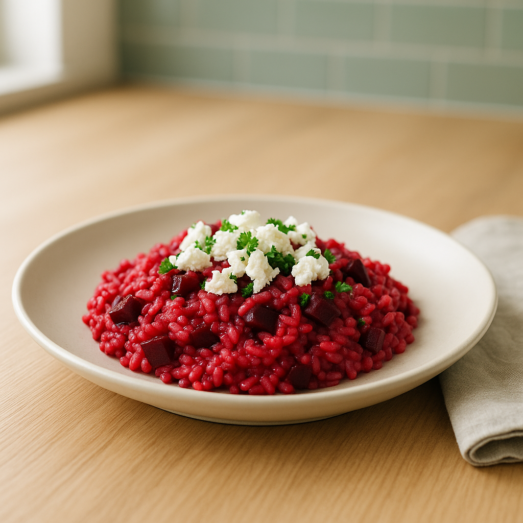 Rote-Bete-Risotto mit Ziegenkäse