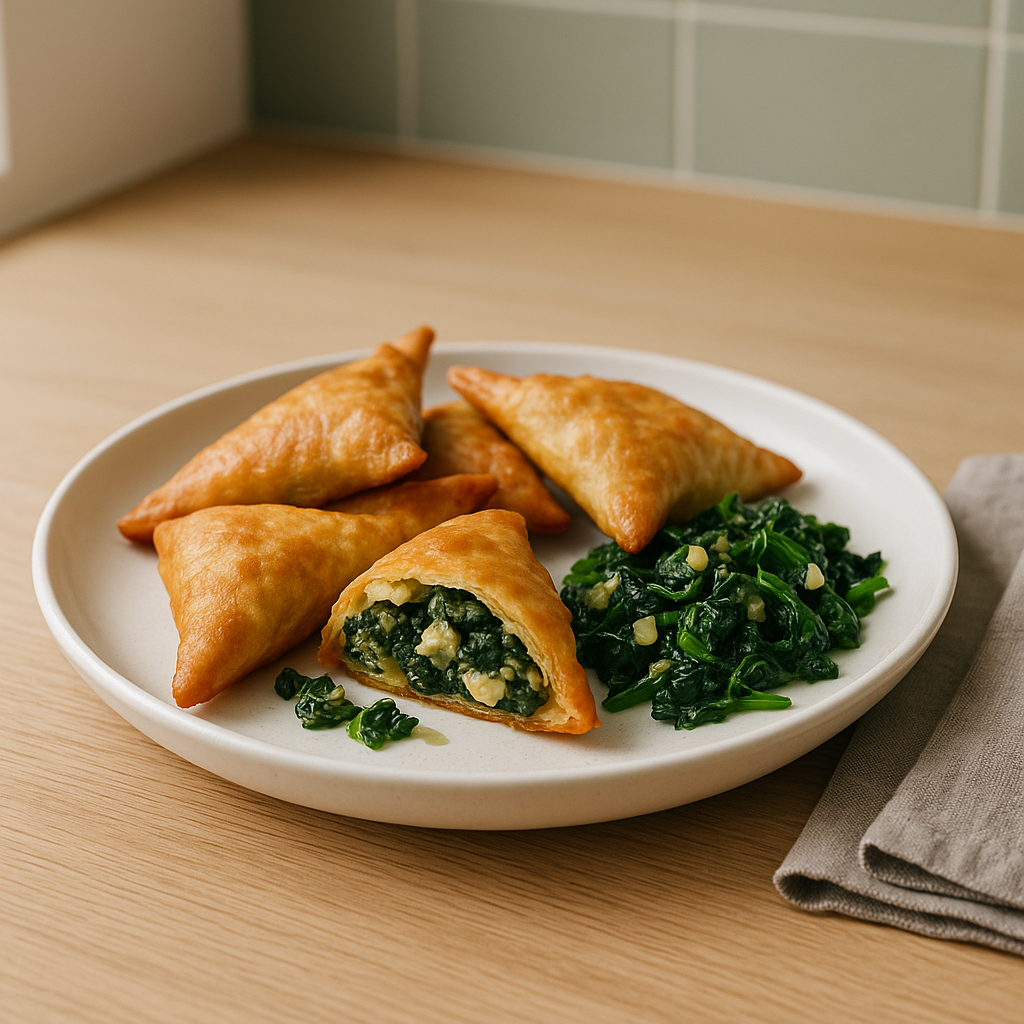 Knusprige Teigtaschen mit Spinat-Feta-Füllung