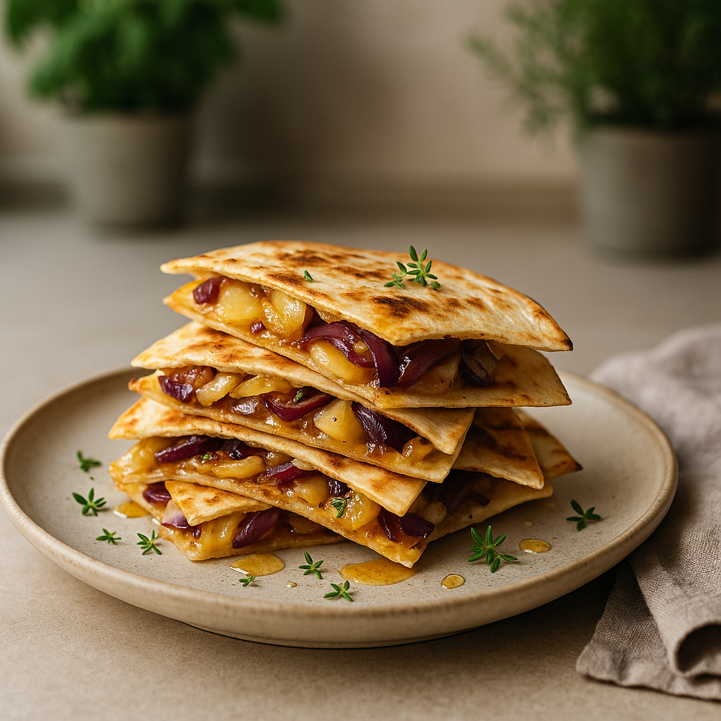 Karamellisierte Apfel-Zwiebel-Quesadillas