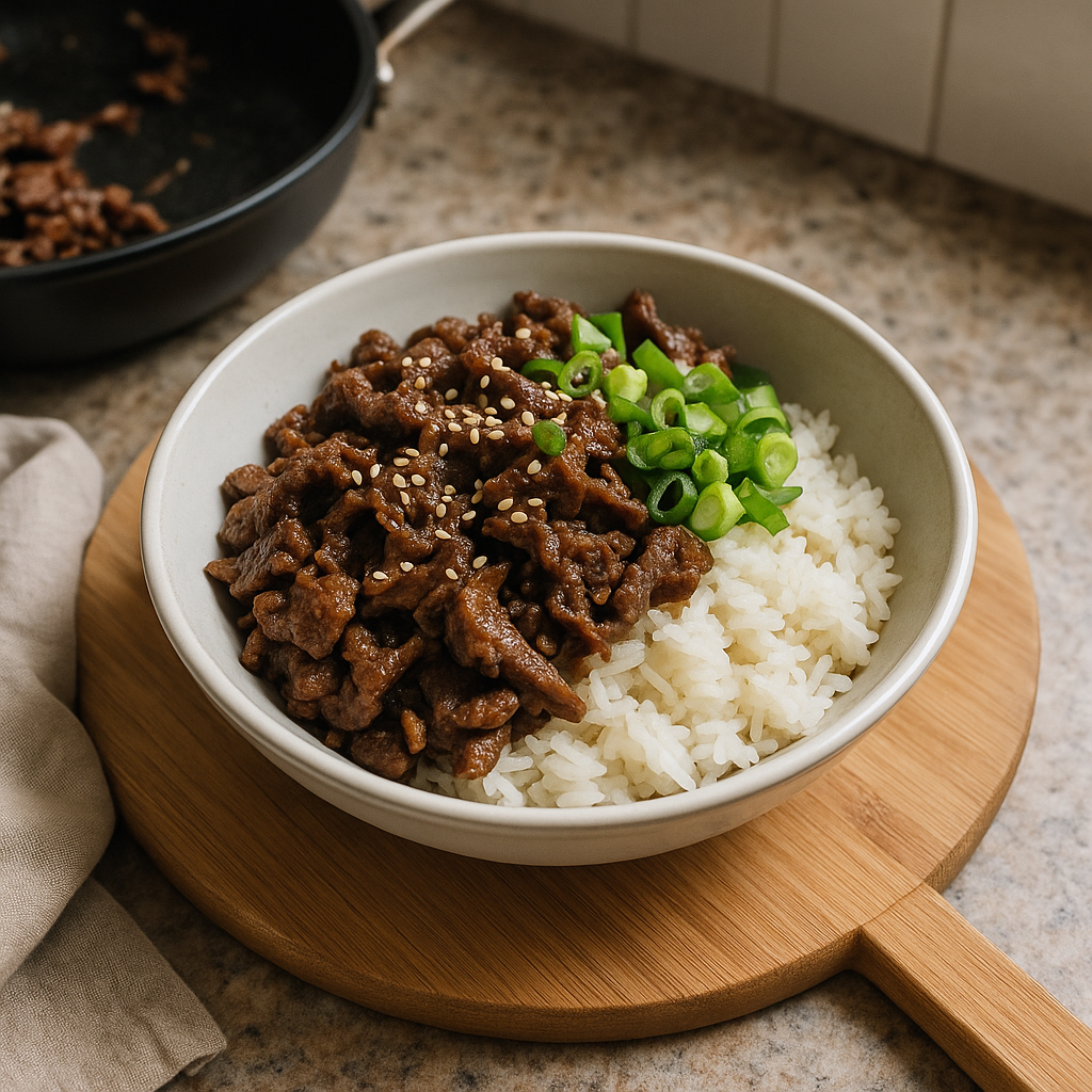 Koreanische Bulgogi-Bowl mit Reis