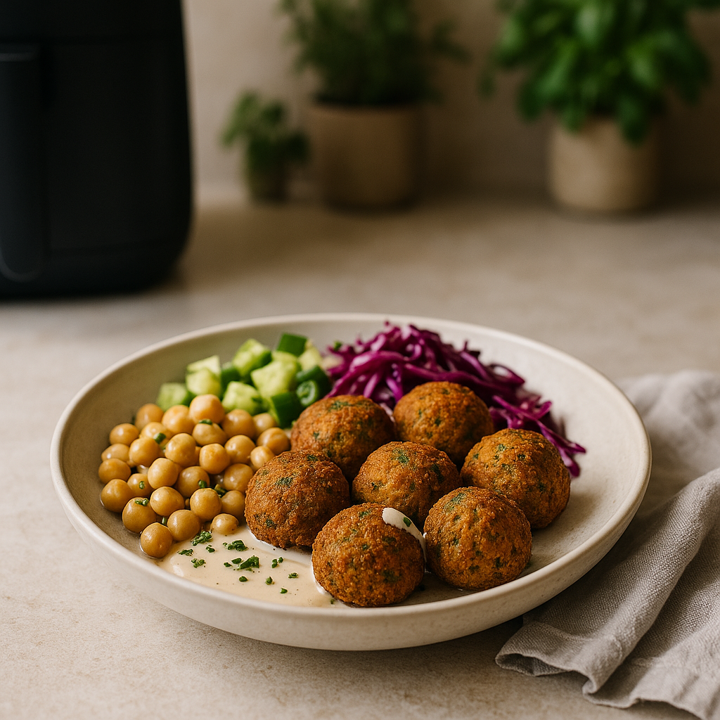 Crispy Airfryer-Falafel-Bowl