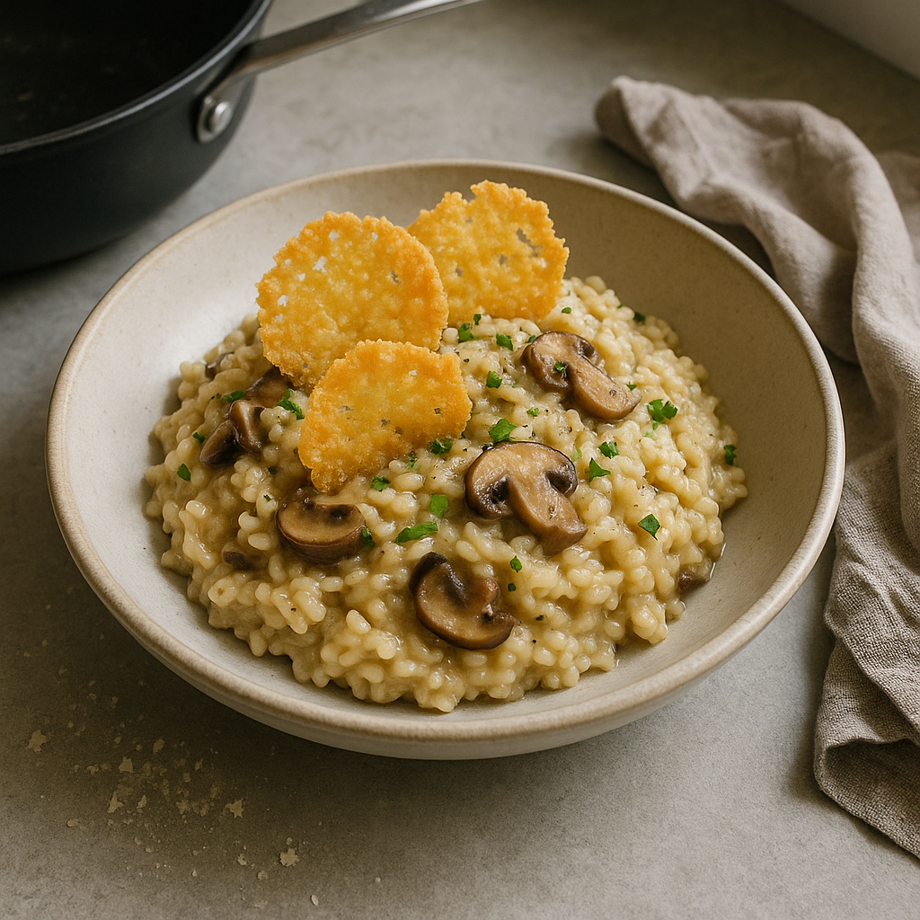 Steinpilz-Risotto mit Parmesanchips