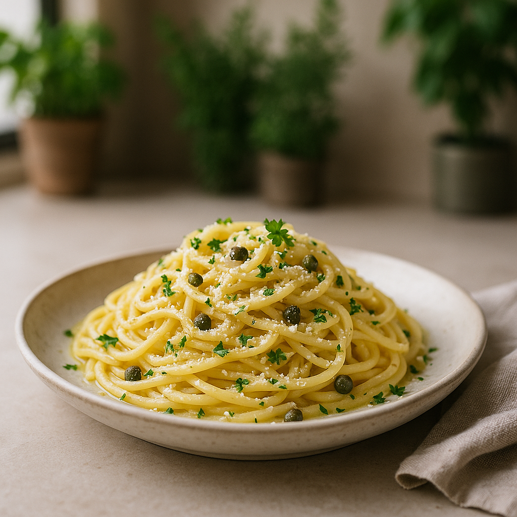 Pasta mit Zitronen-Kapern-Sauce