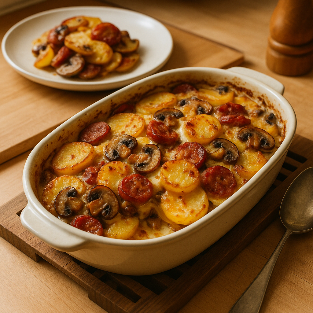 Chorizo-Pilz-Kartoffelgratin